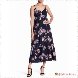✨🆕Maxi Dress Tiered Patterned w/Front Knot, Sz L
